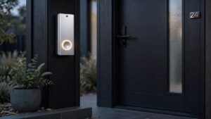 Ring Battery Video Doorbell Pro 2nd Gen in deep silver mounted beside a front door on a modern Australian porch